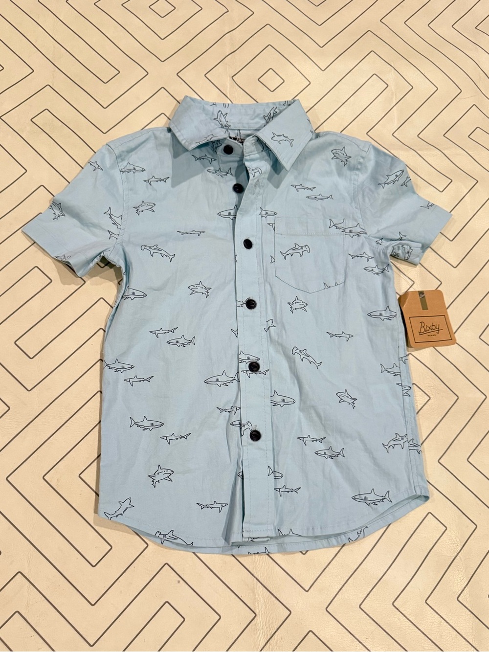 NWT Bixby Nomad Blue Shark Short Sleeve Button Down
